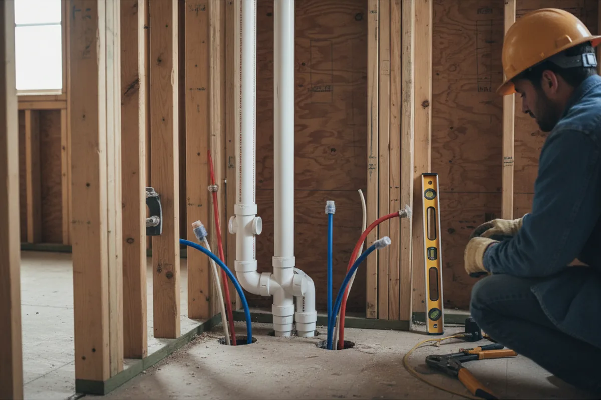 Drain and supply rough-in during Drain Cleaning in Claremont